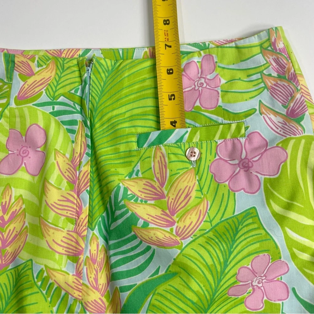 LILLY PULITZER Skirt Botanical Print Green Yellow Pink Scalloped Hem Size 2 - Picture 10 of 10